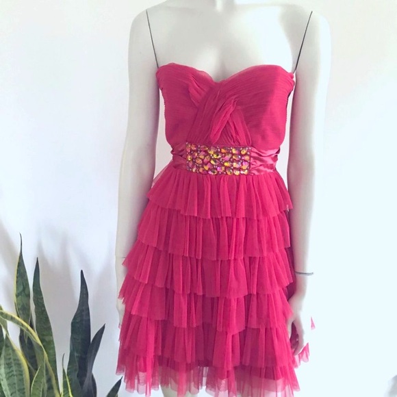 Strapless Lined Ruffle Party Dress SZ Small - Picture 3 of 9